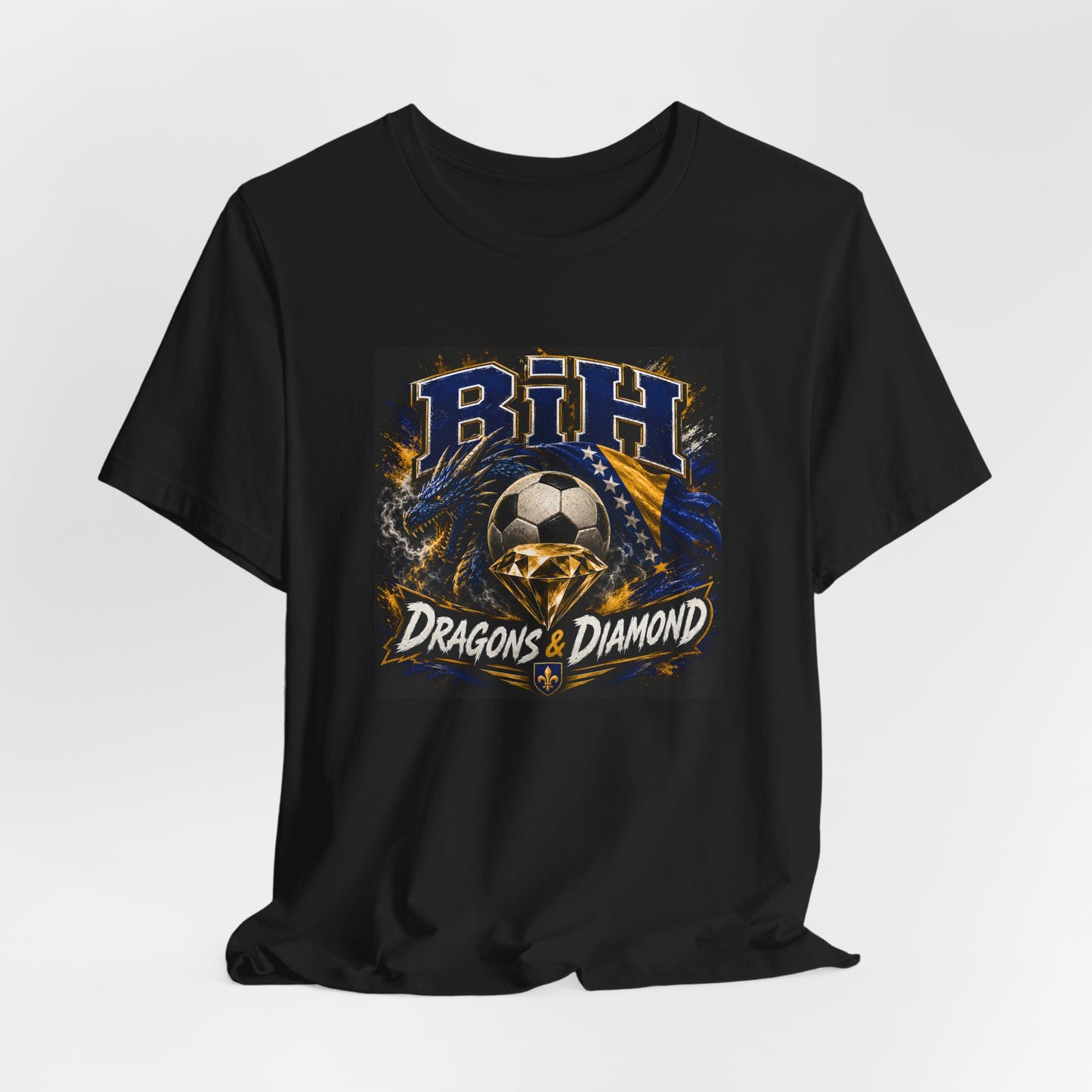 Drachen & Diamant Fußball Totenkopf T-Shirt | BIH Fußball Wappen Tee