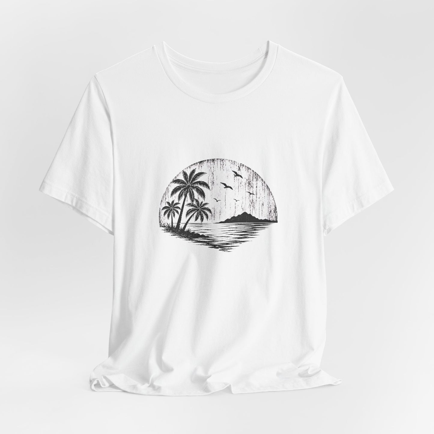 Vintage Palmen Sonnenuntergang T-Shirt | Tropisches Strand Grafik Tee