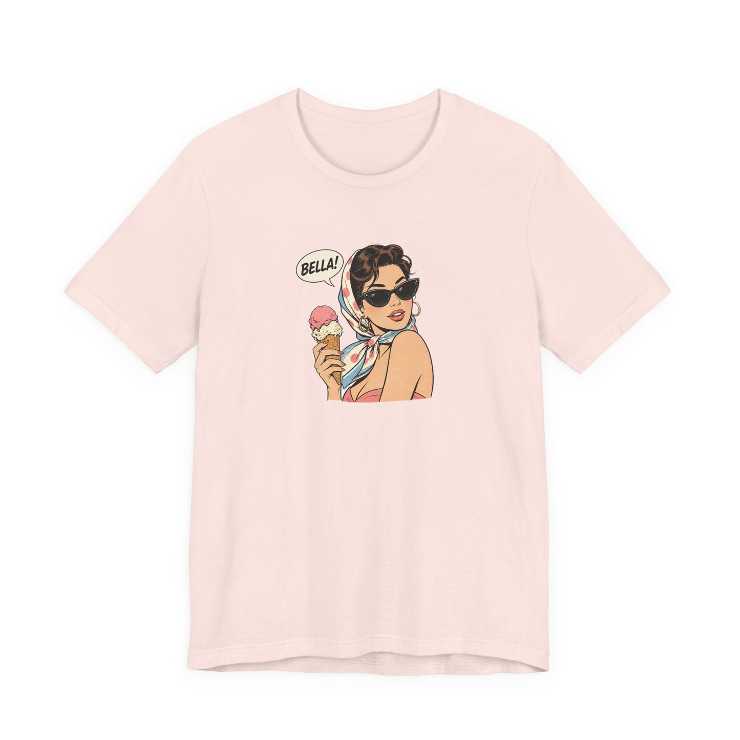 Bella Retro Pinup Girl Eis T-Shirt | Vintage Pop Art Sonnenbrille Tee