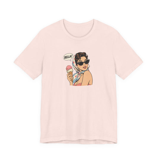 Bella Retro Pinup Girl Eis T-Shirt | Vintage Pop Art Sonnenbrille Tee