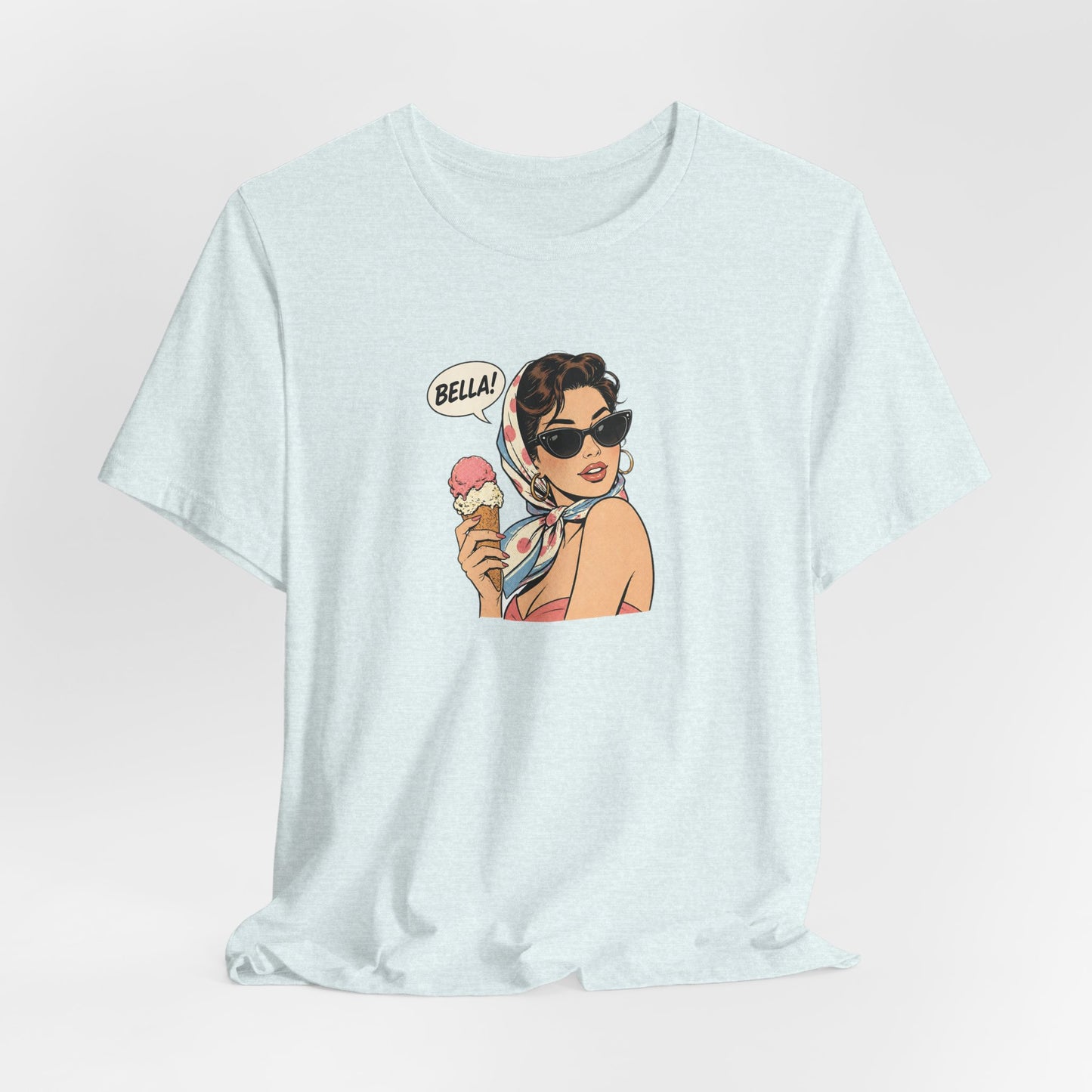 Bella Retro Pinup Girl Eis T-Shirt | Vintage Pop Art Sonnenbrille Tee