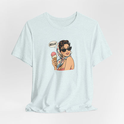 Bella Retro Pinup Girl Eis T-Shirt | Vintage Pop Art Sonnenbrille Tee
