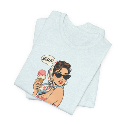 Bella Retro Pinup Girl Eis T-Shirt | Vintage Pop Art Sonnenbrille Tee