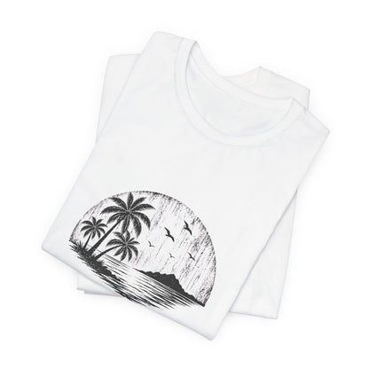 Vintage Palmen Sonnenuntergang T-Shirt | Tropisches Strand Grafik Tee