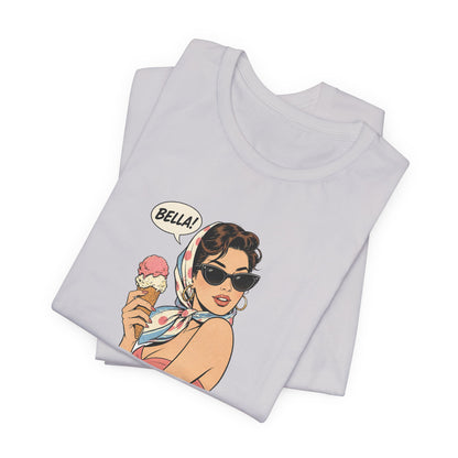 Bella Retro Pinup Girl Eis T-Shirt | Vintage Pop Art Sonnenbrille Tee