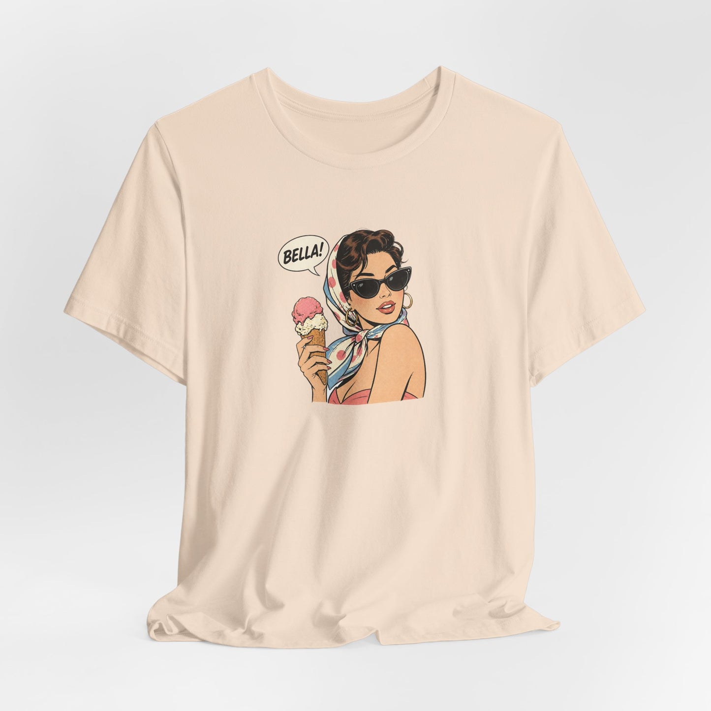 Bella Retro Pinup Girl Eis T-Shirt | Vintage Pop Art Sonnenbrille Tee