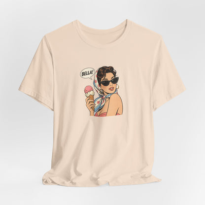 Bella Retro Pinup Girl Eis T-Shirt | Vintage Pop Art Sonnenbrille Tee