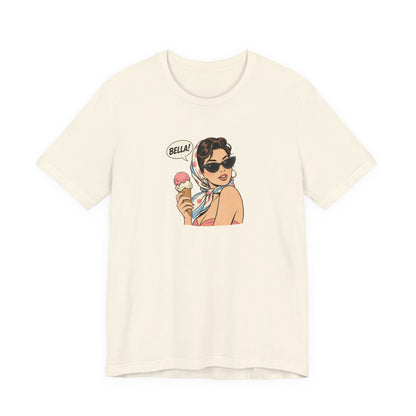 Bella Retro Pinup Girl Eis T-Shirt | Vintage Pop Art Sonnenbrille Tee