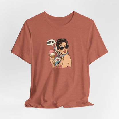 Bella Retro Pinup Girl Eis T-Shirt | Vintage Pop Art Sonnenbrille Tee