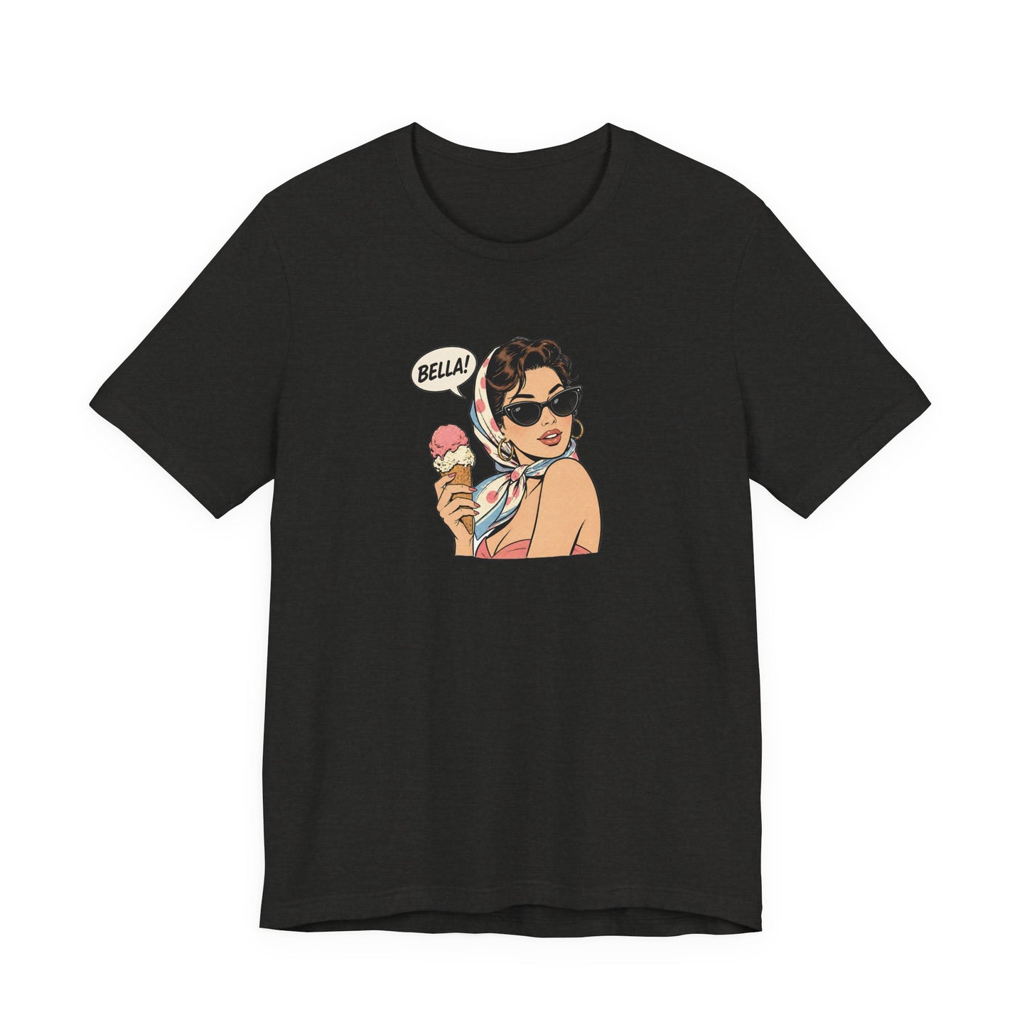 Bella Retro Pinup Girl Eis T-Shirt | Vintage Pop Art Sonnenbrille Tee