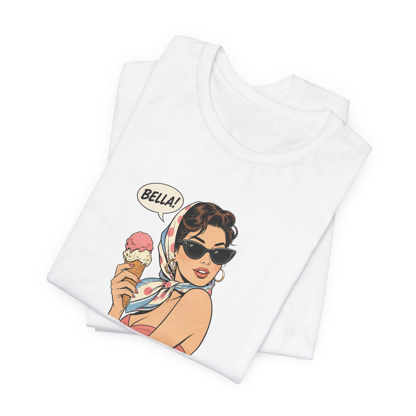 Bella Retro Pinup Girl Eis T-Shirt | Vintage Pop Art Sonnenbrille Tee