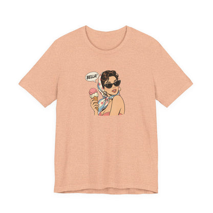Bella Retro Pinup Girl Eis T-Shirt | Vintage Pop Art Sonnenbrille Tee
