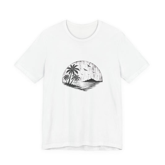 Vintage Palmen Sonnenuntergang T-Shirt | Tropisches Strand Grafik Tee