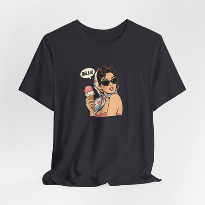 Bella Retro Pinup Girl Eis T-Shirt | Vintage Pop Art Sonnenbrille Tee