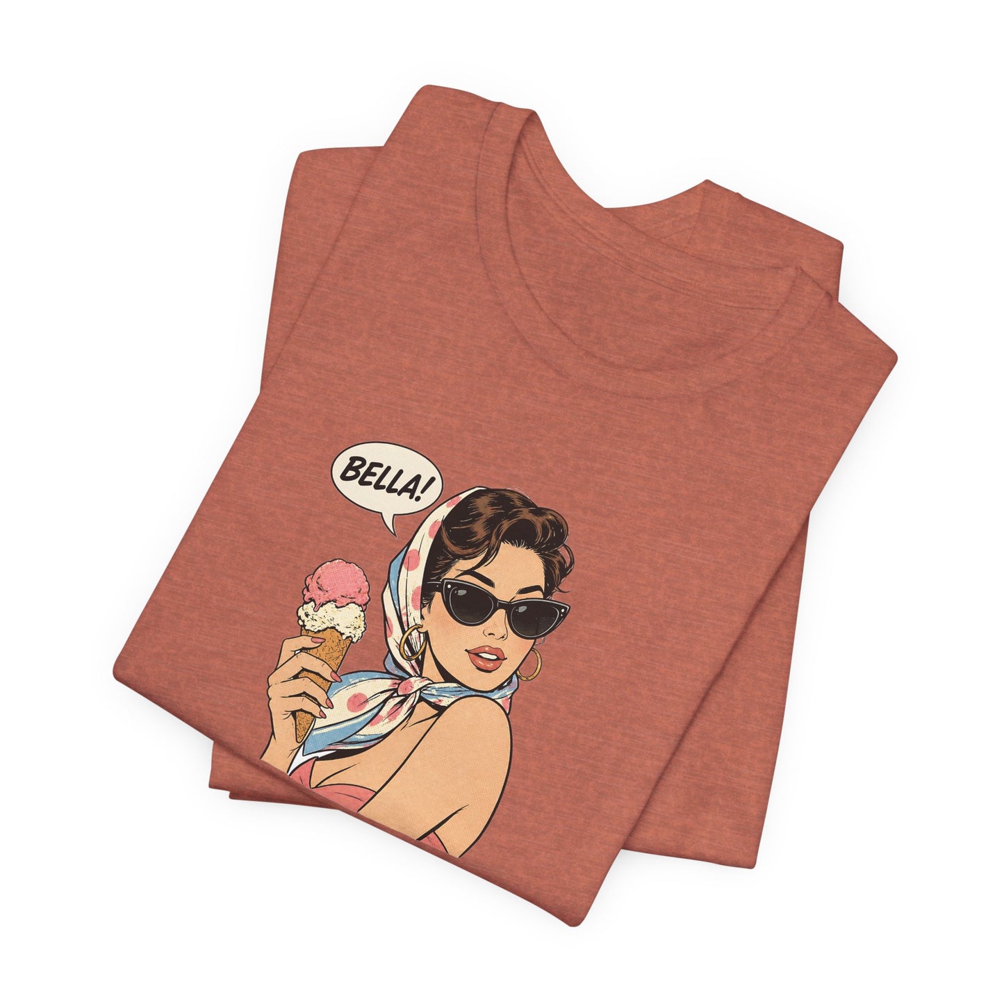 Bella Retro Pinup Girl Eis T-Shirt | Vintage Pop Art Sonnenbrille Tee