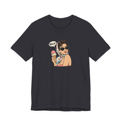 Bella Retro Pinup Girl Eis T-Shirt | Vintage Pop Art Sonnenbrille Tee