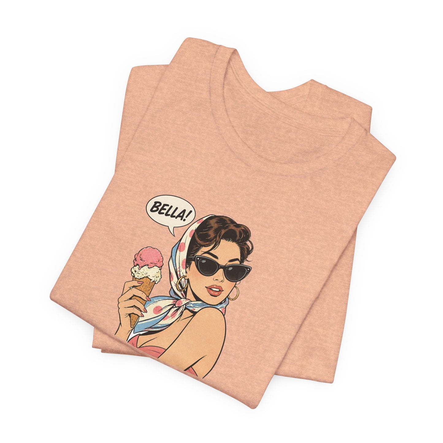 Bella Retro Pinup Girl Eis T-Shirt | Vintage Pop Art Sonnenbrille Tee