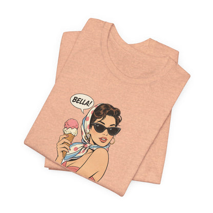 Bella Retro Pinup Girl Eis T-Shirt | Vintage Pop Art Sonnenbrille Tee