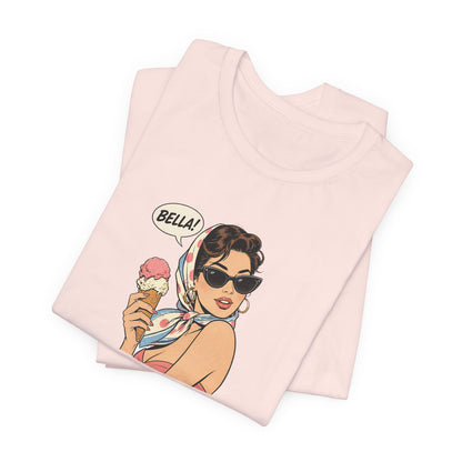 Bella Retro Pinup Girl Eis T-Shirt | Vintage Pop Art Sonnenbrille Tee