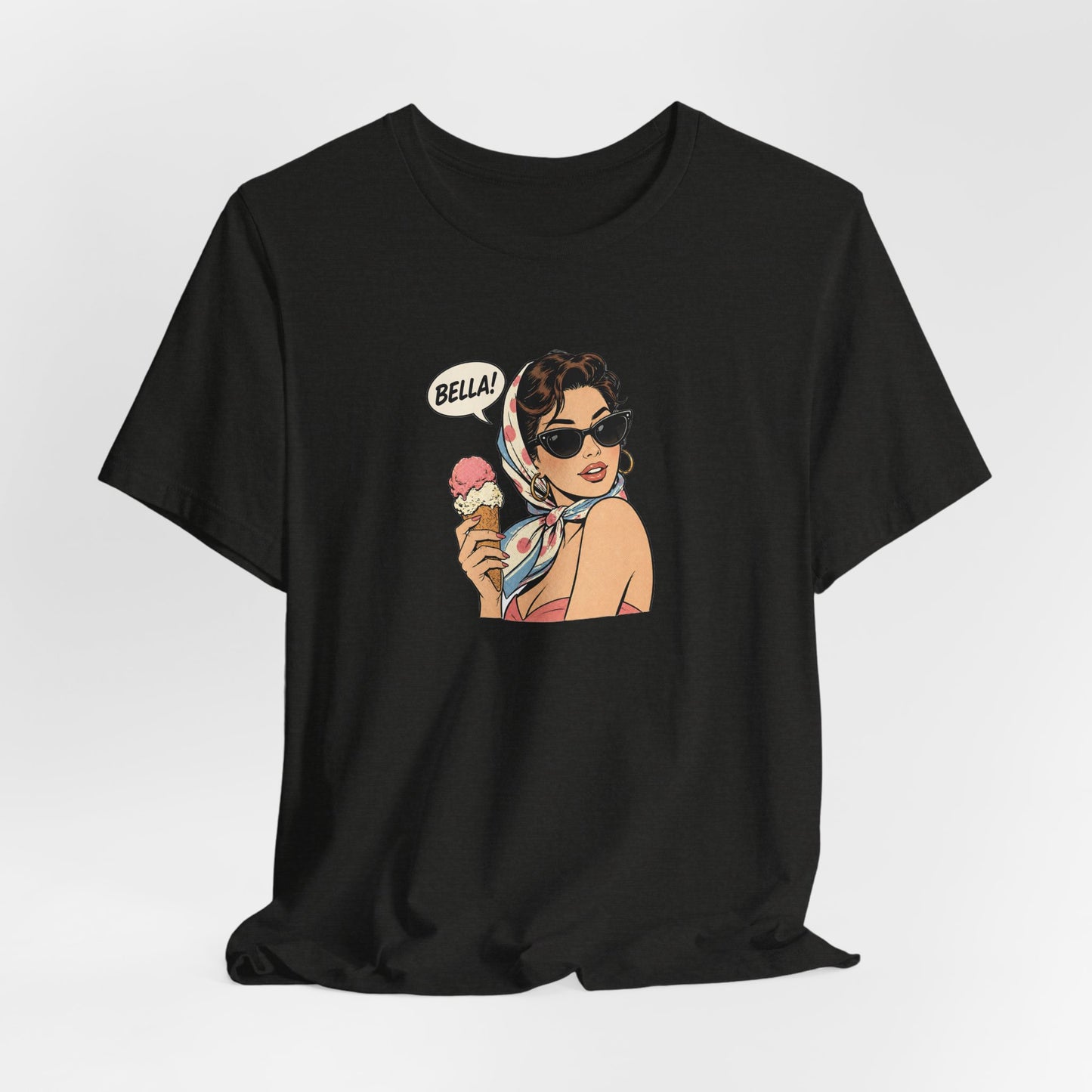 Bella Retro Pinup Girl Eis T-Shirt | Vintage Pop Art Sonnenbrille Tee