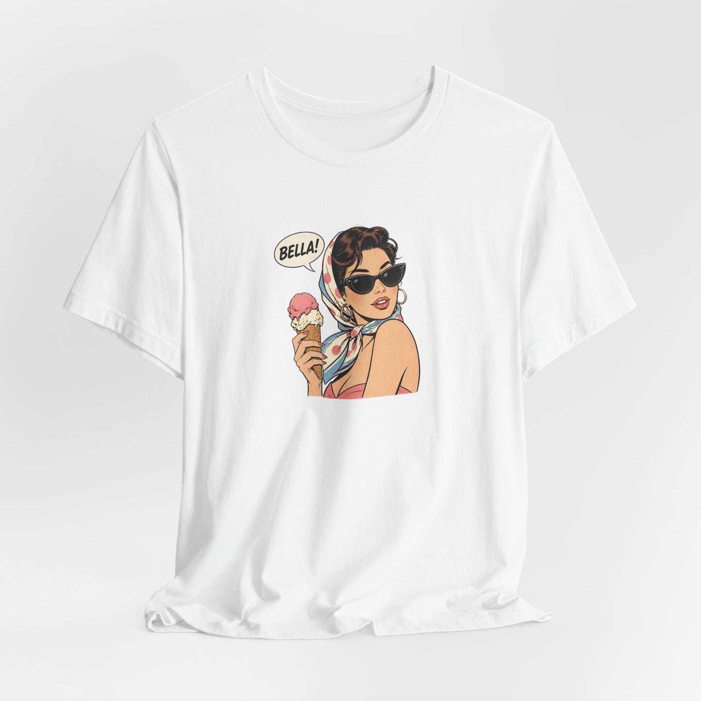 Bella Retro Pinup Girl Eis T-Shirt | Vintage Pop Art Sonnenbrille Tee
