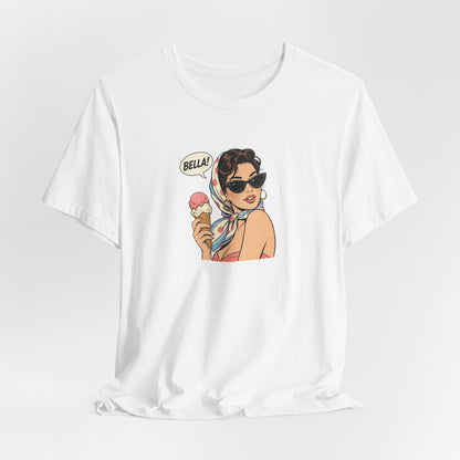 Bella Retro Pinup Girl Eis T-Shirt | Vintage Pop Art Sonnenbrille Tee