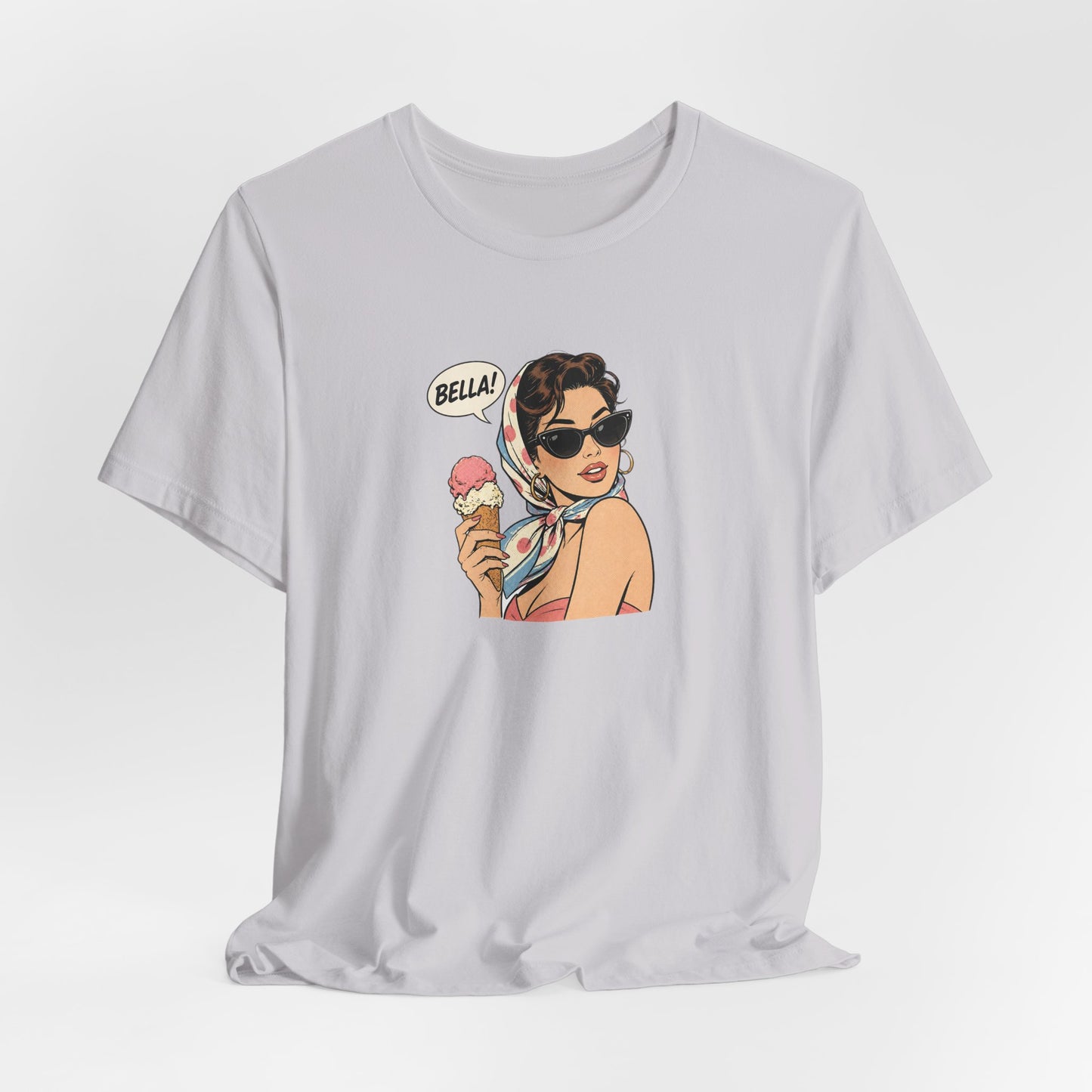 Bella Retro Pinup Girl Eis T-Shirt | Vintage Pop Art Sonnenbrille Tee