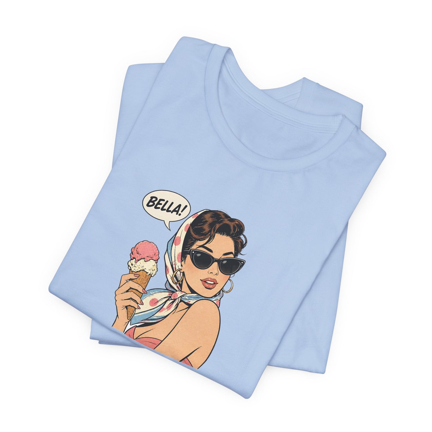 Bella Retro Pinup Girl Eis T-Shirt | Vintage Pop Art Sonnenbrille Tee