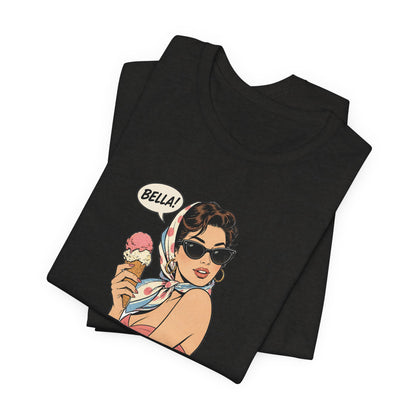 Bella Retro Pinup Girl Eis T-Shirt | Vintage Pop Art Sonnenbrille Tee