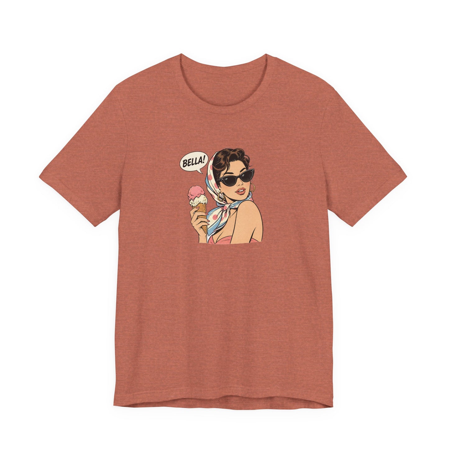 Bella Retro Pinup Girl Eis T-Shirt | Vintage Pop Art Sonnenbrille Tee