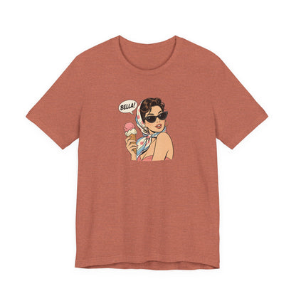 Bella Retro Pinup Girl Eis T-Shirt | Vintage Pop Art Sonnenbrille Tee