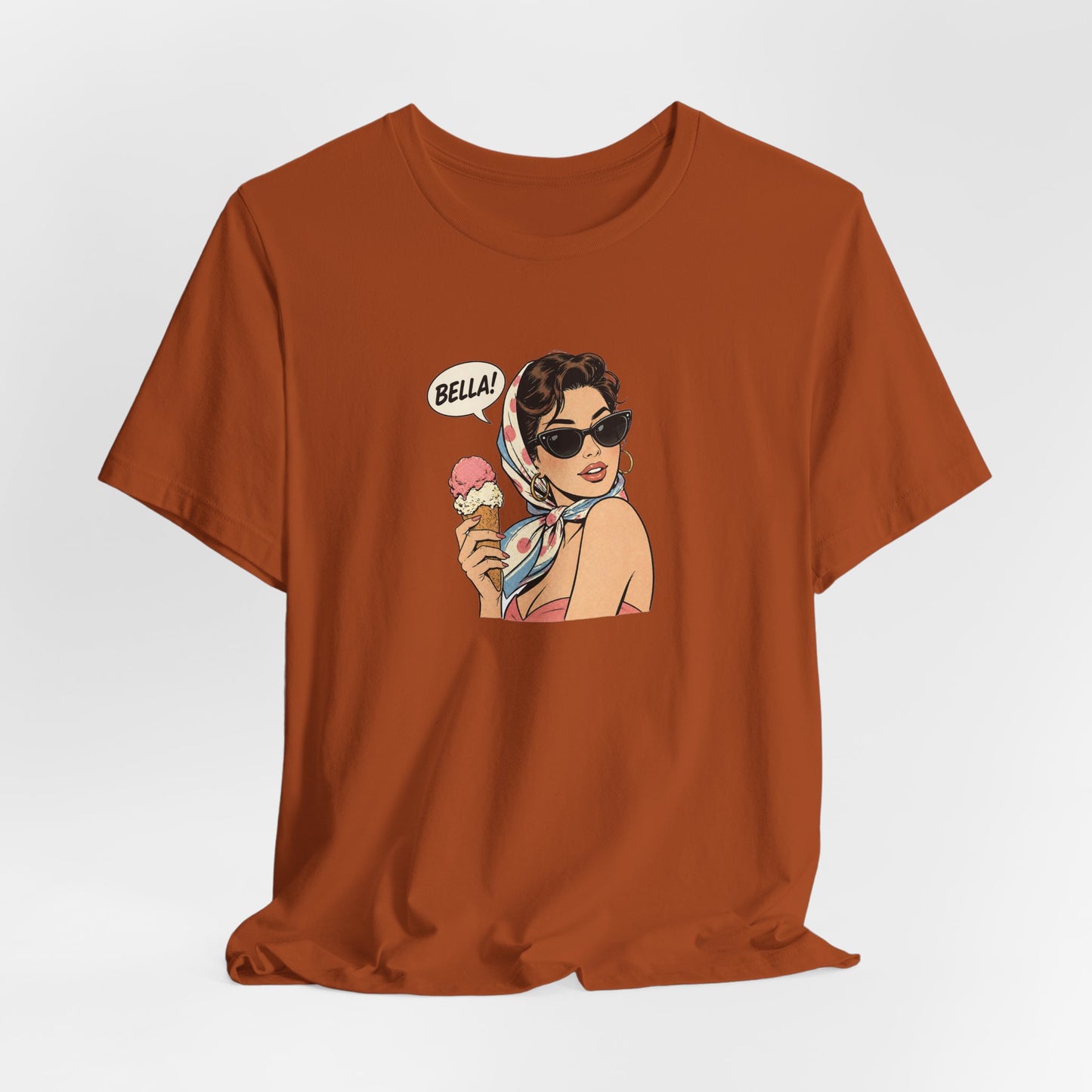 Bella Retro Pinup Girl Eis T-Shirt | Vintage Pop Art Sonnenbrille Tee