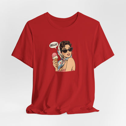 Bella Retro Pinup Girl Eis T-Shirt | Vintage Pop Art Sonnenbrille Tee