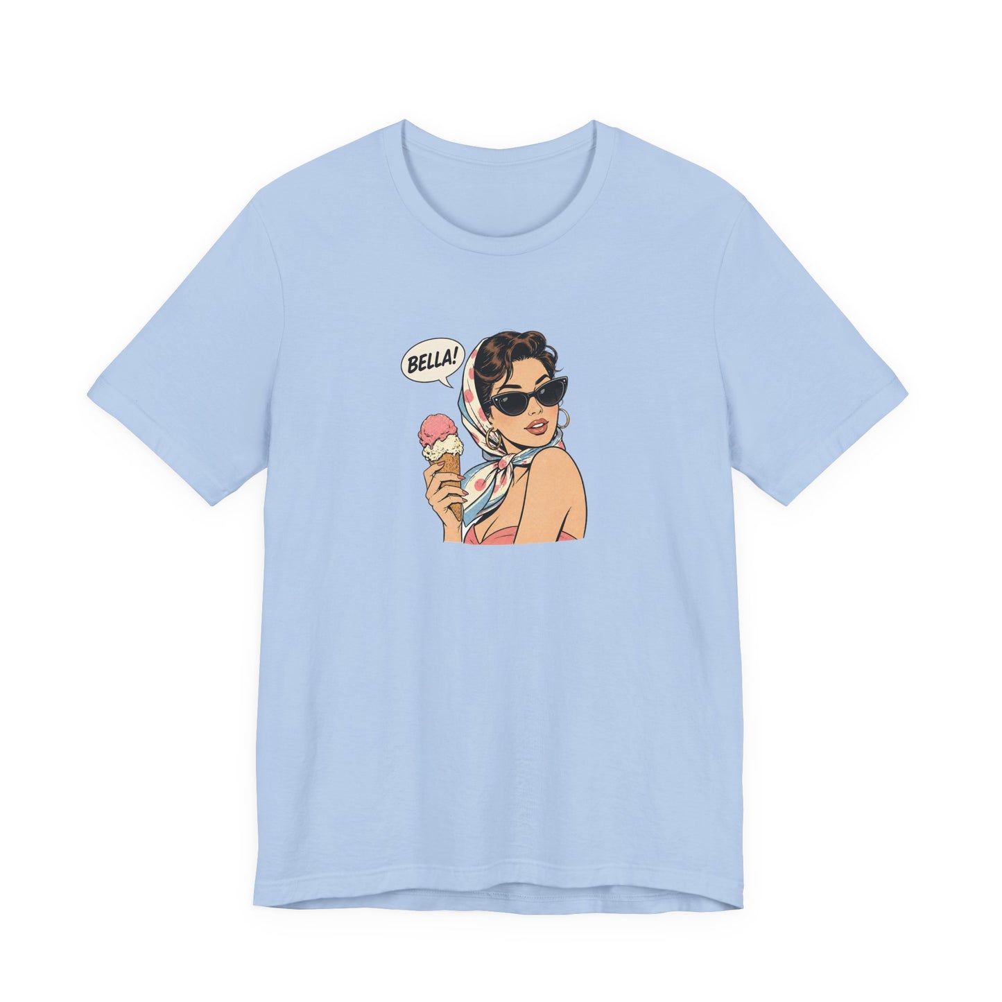 Bella Retro Pinup Girl Eis T-Shirt | Vintage Pop Art Sonnenbrille Tee