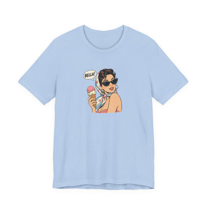 Bella Retro Pinup Girl Eis T-Shirt | Vintage Pop Art Sonnenbrille Tee