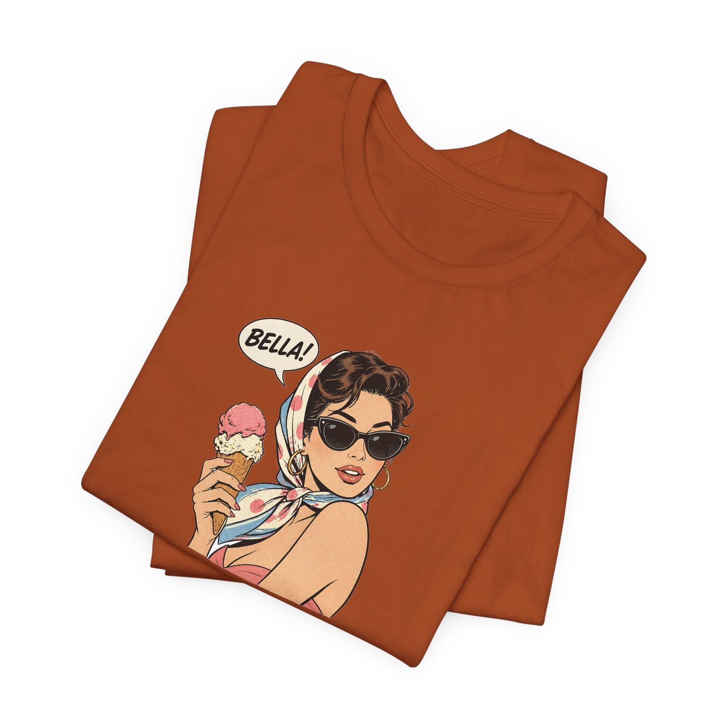 Bella Retro Pinup Girl Eis T-Shirt | Vintage Pop Art Sonnenbrille Tee
