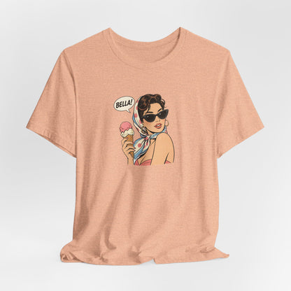 Bella Retro Pinup Girl Eis T-Shirt | Vintage Pop Art Sonnenbrille Tee