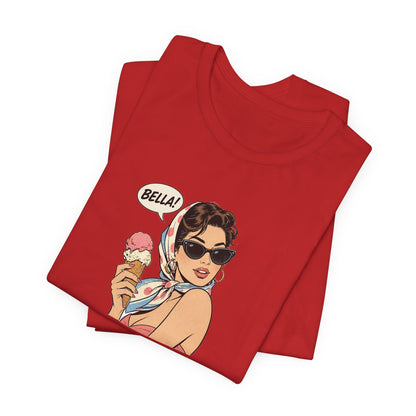 Bella Retro Pinup Girl Eis T-Shirt | Vintage Pop Art Sonnenbrille Tee