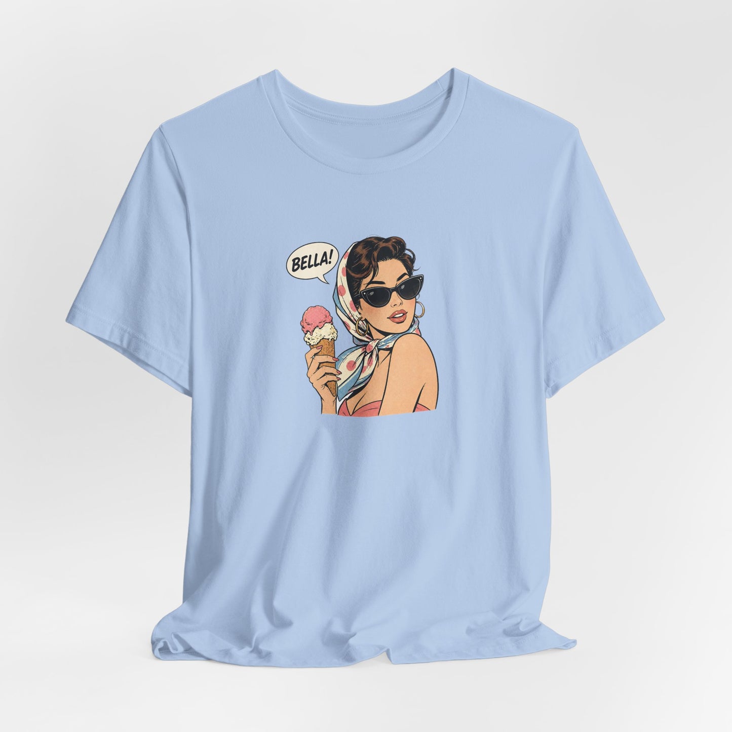 Bella Retro Pinup Girl Eis T-Shirt | Vintage Pop Art Sonnenbrille Tee