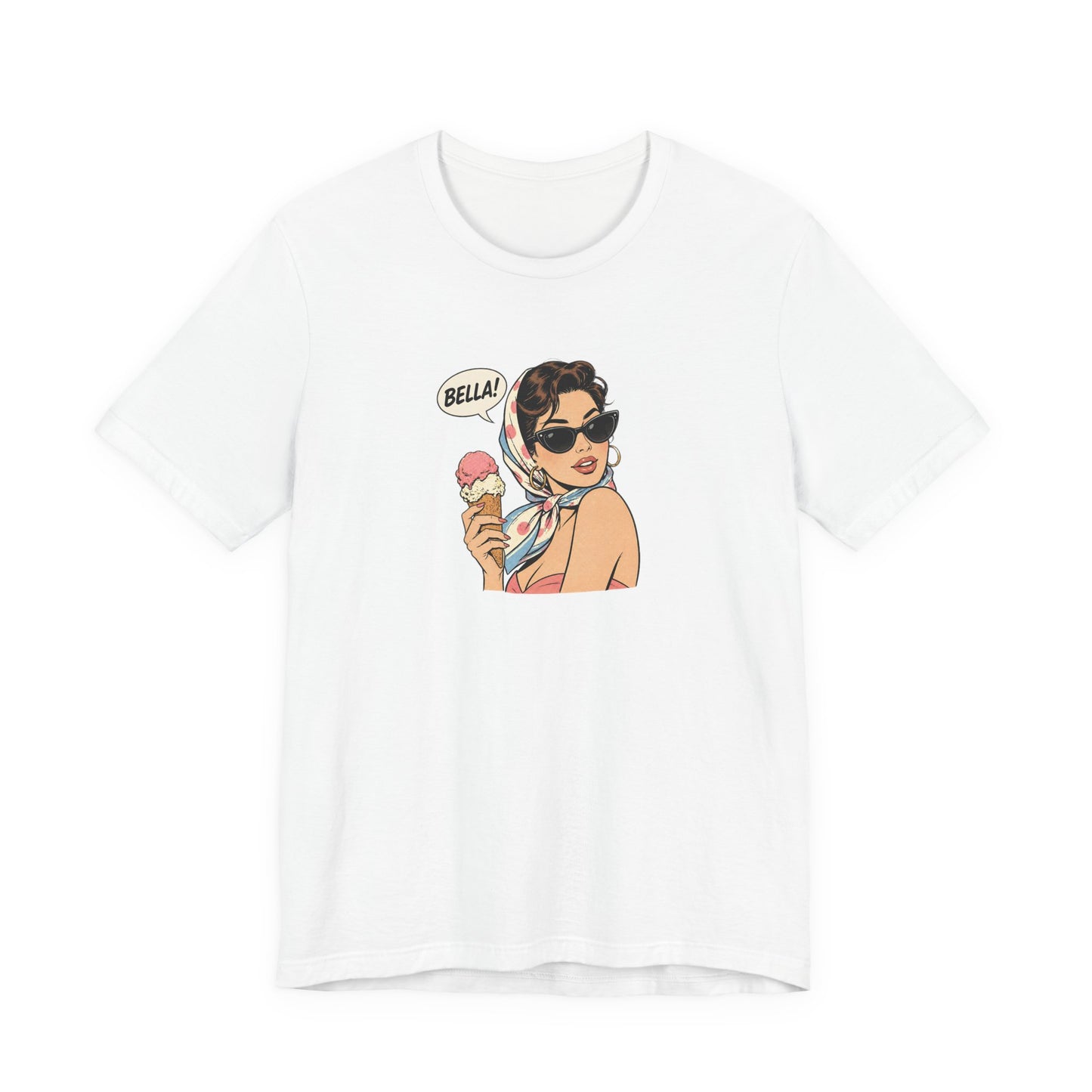 Bella Retro Pinup Girl Eis T-Shirt | Vintage Pop Art Sonnenbrille Tee