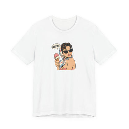 Bella Retro Pinup Girl Eis T-Shirt | Vintage Pop Art Sonnenbrille Tee