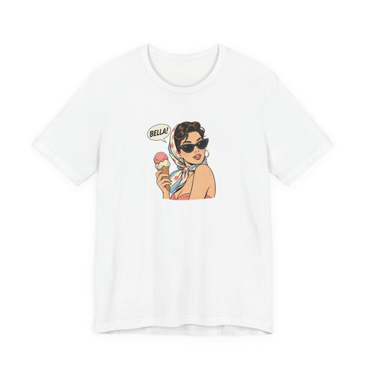 Bella Retro Pinup Girl Eis T-Shirt | Vintage Pop Art Sonnenbrille Tee