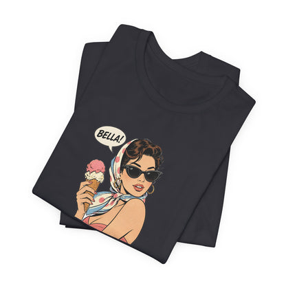 Bella Retro Pinup Girl Eis T-Shirt | Vintage Pop Art Sonnenbrille Tee