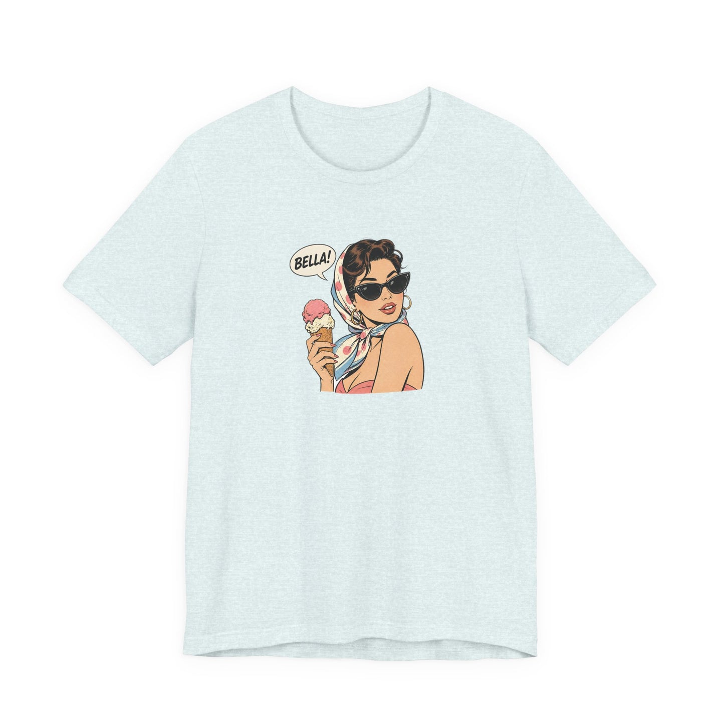 Bella Retro Pinup Girl Eis T-Shirt | Vintage Pop Art Sonnenbrille Tee